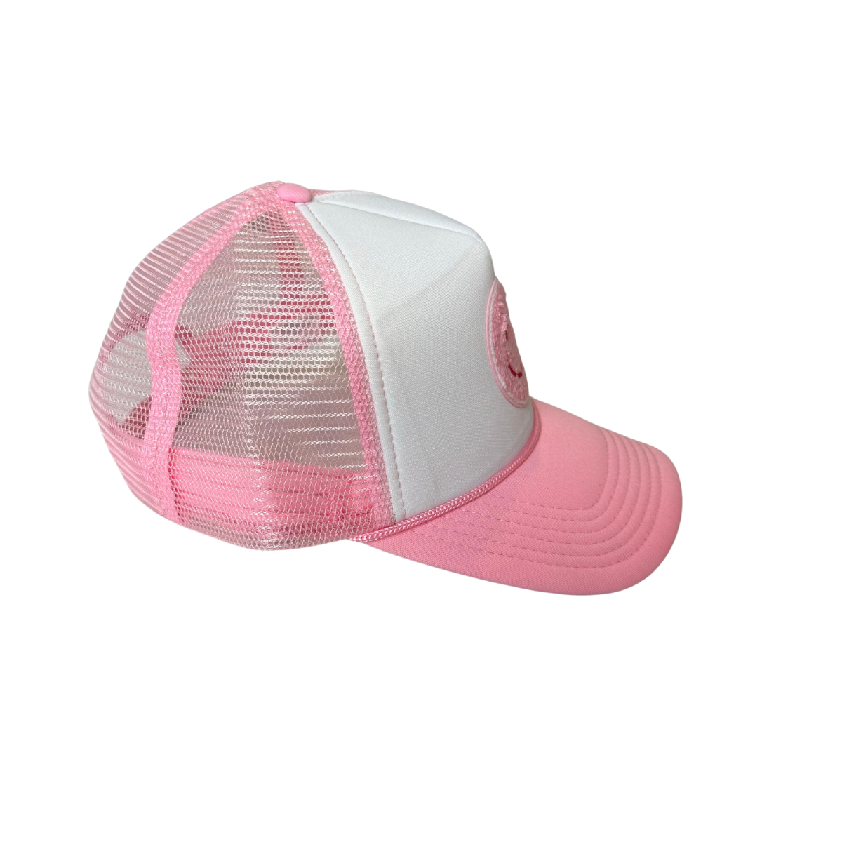Pink Smiley Face Foam Trucker Hat