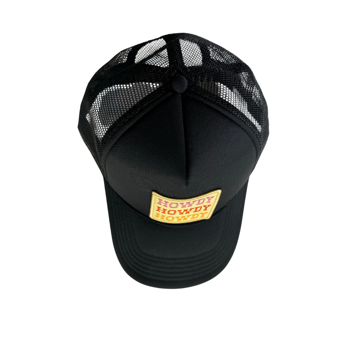 Howdy Embroidered Patch Black Trucker Hat