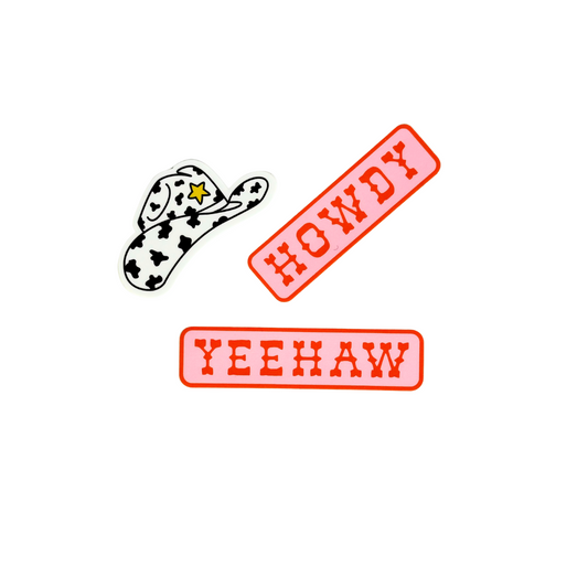 3pcs Cowboy Hat Yeehaw Howdy Stickers Pack