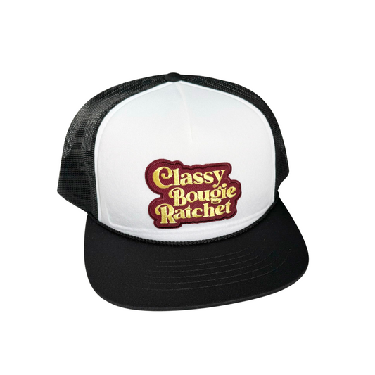 Classy Bougie Rachet White And Black Trucker Hat